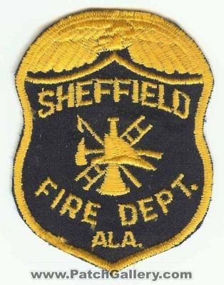 Sheffield Fire Dept (Alabama)
Thanks to PaulsFirePatches.com for this scan.
Keywords: department