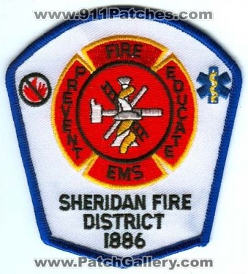 Sheridan Fire District Patch (Oregon)
Scan By: PatchGallery.com
Keywords: dist. department dept. ems prevent educate