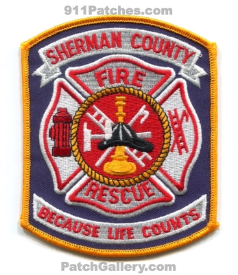 Sherman County Fire Rescue Department Patch (Kansas)
Scan By: PatchGallery.com
Keywords: co. dept. because life counts