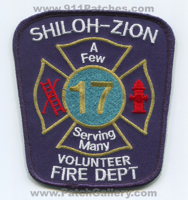 Shiloh-Zion Volunteer Fire Department Lancaster Station 17 Patch (South Carolina)
Scan By: PatchGallery.com
Keywords: vol. dept. a few serving many