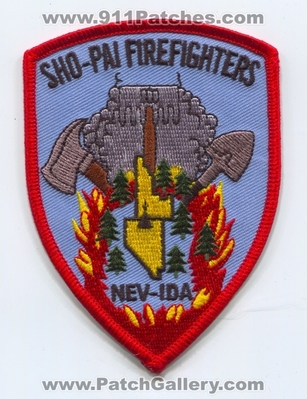 Sho-Pai Tribes Fire Department Firefighters Patch (Nevada) (Idaho)
Scan By: PatchGallery.com
Keywords: Shoshone Paiute Indian Reservation Dept.