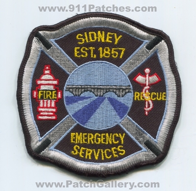 Sidney Fire Rescue Department Emergency Services Patch (Ohio)
Scan By: PatchGallery.com
Keywords: dept. es est. 1857