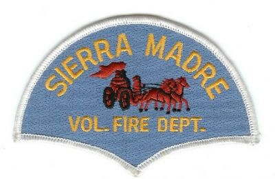 Sierra Madre Vol Fire Dept
Thanks to PaulsFirePatches.com for this scan.
Keywords: california volunteer department