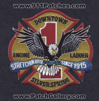 Silver Spring Fire Department Station 1 (Maryland)
Thanks to Paul Howard for this scan.
Keywords: dept. engine ladder downtown
