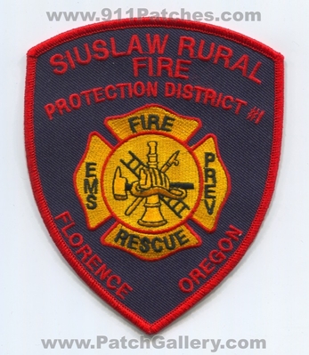 Siuslaw Rural Fire Protection District Number 1 Florence Patch (Oregon)
Scan By: PatchGallery.com
Keywords: prot. dist. no. #1 department dept. rescue ems prevention department dept.