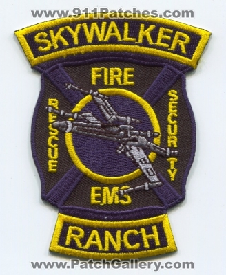 Skywalker Ranch Fire Department Patch (California)
[b]Scan From: Our Collection[/b]
Keywords: dept. rescue ems security star wars x-wing fighter lucasfilm ltd. george lucas