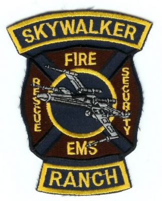 Skywalker Ranch Fire EMS Rescue
Thanks to PaulsFirePatches.com for this scan.
Keywords: california security star wars george lucas