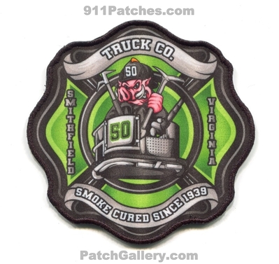Smithfield Fire Department Truck 50 Patch (Virginia) (Photo Printed)
Scan By: PatchGallery.com
[b]Patch Made By: 911Patches.com[/b]
Keywords: dept. company co. station smoke cured since 1939