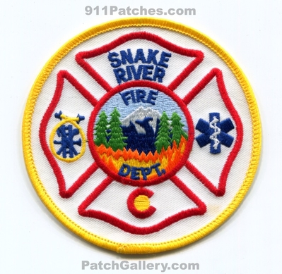Snake River Fire Department Patch (Colorado) (Defunct)
[b]Scan From: Our Collection[/b]
Joined Lake Dillon Fire Authority in 2005
Became Lake Dillon Fire Protection District in 2006
Now Summit Fire EMS in 2018
Keywords: dept.