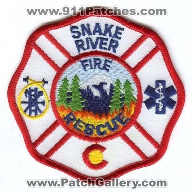 Snake River Fire Rescue Department Patch (Colorado) (Defunct)
[b]Scan From: Our Collection[/b]
Joined Lake Dillon Fire Authority in 2005
Became Lake Dillon Fire Protection District in 2006
Now Summit Fire EMS in 2018
Keywords: dept.