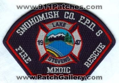 Snohomish County Fire District 8 Lake Stevens Patch (Washington)
Scan By: PatchGallery.com
Keywords: sno. co. dist. number no. #8 department dept. f.p.d. fpd protection medic rescue