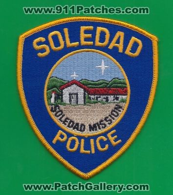 Soledad Police Department (California)
Thanks to PaulsFirePatches.com for this scan. 
Keywords: dept.