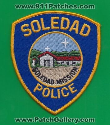 Soledad Police Department (California)
Thanks to PaulsFirePatches.com for this scan. 
Keywords: dept.