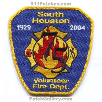 South Houston Volunteer Fire Department 75 Years Patch (Texas)
Scan By: PatchGallery.com
Keywords: vol. dept. 1929 2004