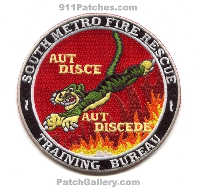 South Metro Fire Rescue Department Training Bureau Patch (Colorado)
[b]Scan From: Our Collection[/b]
[b]Patch Made By: 911Patches.com[/b]
Keywords: dept. smfr academy aut disce discede