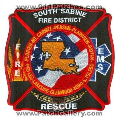South Sabine Fire District Patch (Louisiana)
Scan By: PatchGallery.com
Keywords: dist. department dept. rescue ems florien mt. mount carmel peason plainview rattan peg leg lakeside glenwood toro s. south toledo