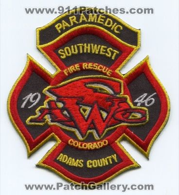 Southwest Adams County Fire Rescue Department Paramedic Patch (Colorado)
[b]Scan From: Our Collection[/b]
Keywords: swac dept. ems