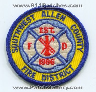 Southwest Allen County Fire District (Indiana)
Scan By: PatchGallery.com
Keywords: fd department dept.