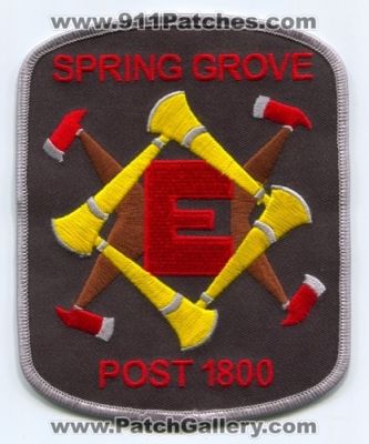 Spring Grove Fire Department Explorer Post 1800 Patch (Illinois)
Scan By: PatchGallery.com
Keywords: dept.