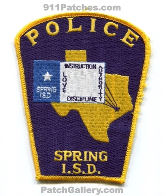 Spring Independent School District ISD Police Department Patch (Texas)
Scan By: PatchGallery.com
Keywords: i.s.d. dept.