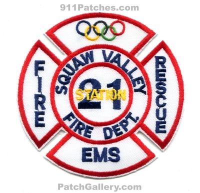 Squaw Valley Fire Rescue Department Station 21 Patch (California)
Scan By: PatchGallery.com
Keywords: dept. ems olympics games