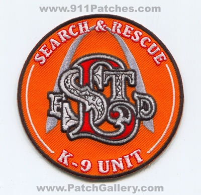 Saint Louis Fire Department Search and Rescue K-9 Unit Patch (Missouri)
Scan By: PatchGallery.com
Keywords: dept. stlfd st.l.f.d. & sar k9