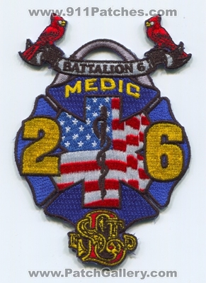 Saint Louis Fire Department Medic 26 Battalion 6 Patch (Missouri)
Scan By: PatchGallery.com
Keywords: St.L.F.D. StLFD Dept. Paramedic Ambulance Company Co. Station