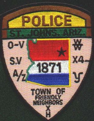 St Johns Police
Thanks to EmblemAndPatchSales.com for this scan.
Keywords: arizona saint
