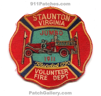 Staunton Volunteer Fire Department Patch (Virginia)
Scan By: PatchGallery.com
Keywords: vol. dept. jumbo 1911 founded 1790