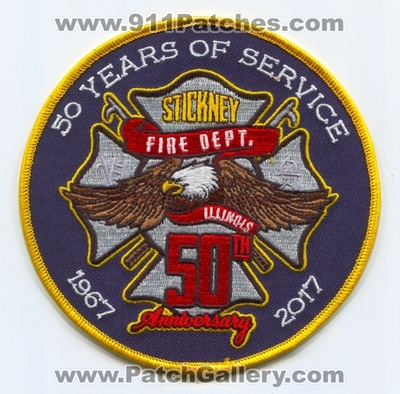 Stickney Fire Department 50th Anniversary Patch (Illinois)
Scan By: PatchGallery.com
Keywords: Dept. 50 Years of Service - 1967 2017 - Eagle