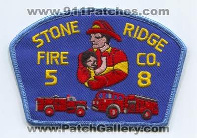 Stone Ridge Fire Company 58 Patch (New York)
Scan By: PatchGallery.com
Keywords: co. number no. #58 department dept.