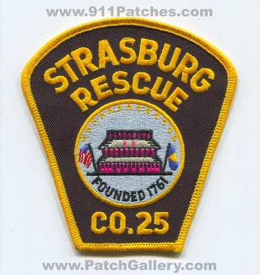 Strasburg Rescue Squad Company 25 Patch (Virginia)
Scan By: PatchGallery.com
Keywords: ems ambulance co. founded 1761