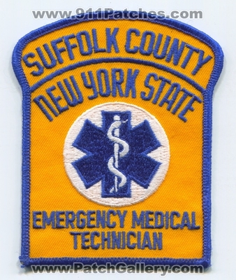 Suffolk County Emergency Medical Technician EMT Patch (New York)
Scan By: PatchGallery.com
Keywords: co. e.m.t. state certified licensed registered ems ambulance