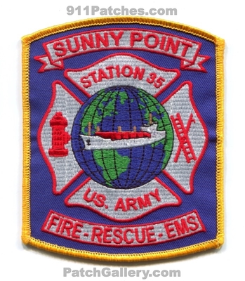 Sunny Point Fire Department Station 35 US Army Military Patch (North Carolina)
Scan By: PatchGallery.com
Keywords: dept. rescue ems
