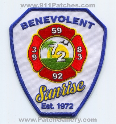 Sunrise Fire Rescue Department Benevolent Association Patch (Florida)
Scan By: PatchGallery.com
Keywords: Dept. 39 59 72 83 92 Est. 1972