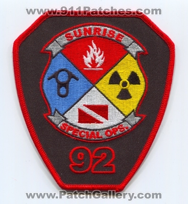 Sunrise Fire Rescue Department Station 92 Special Operations Patch (Florida)
Scan By: PatchGallery.com
Keywords: dept. ops. company co.