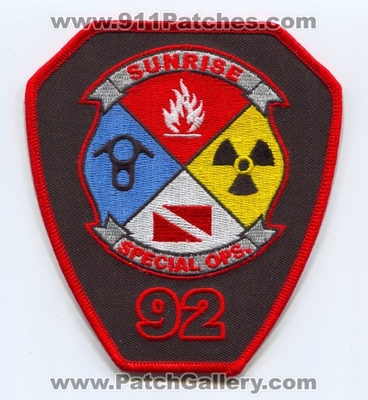 Sunrise Fire Rescue Department Station 92 Special Operations Patch (Florida)
Scan By: PatchGallery.com
Keywords: dept. ops. company co.