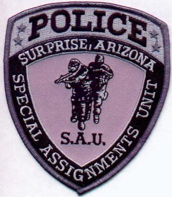 Surprise Police S.A.U.
Thanks to EmblemAndPatchSales.com for this scan.
Keywords: arizona sau special assignments unit