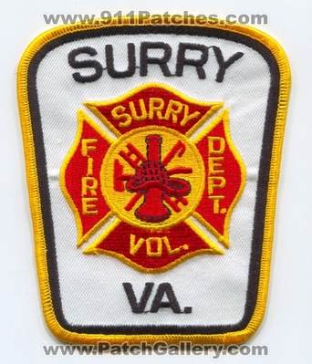 Surry Volunteer Fire Department Patch (Virginia)
Scan By: PatchGallery.com
Keywords: vol. dept. va.