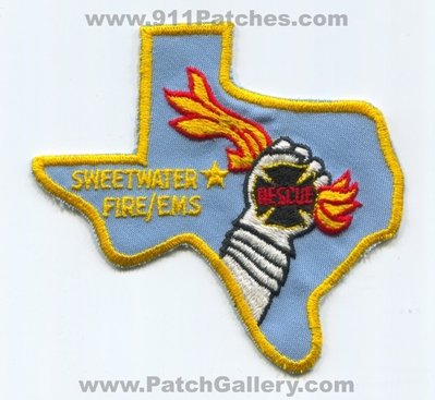 Sweetwater Fire Rescue EMS Department Patch (Texas) (State Shape)
Scan By: PatchGallery.com
Keywords: dept.