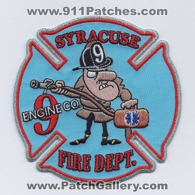 Syracuse Fire Department Engine Company 9 (New York)
Thanks to PaulsFirePatches.com for this scan. 
Keywords: dept. co.