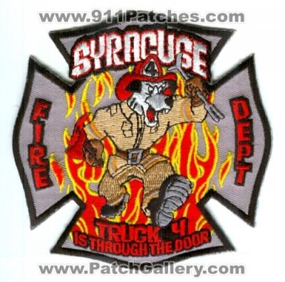 Syracuse Fire Department Truck 4 Patch (New York)
[b]Scan From: Our Collection[/b]
[b]Patch Made By: 911Patches.com[/b]
Keywords: dept. company station is through the door