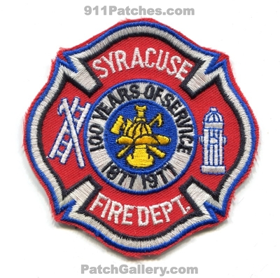 Syracuse Fire Department 100 Years Patch (New York)
Scan By: PatchGallery.com
Keywords: dept. of service 1877 1977