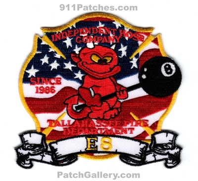 Tallahassee Fire Department Engine 8 Patch (Florida)
Scan By: PatchGallery.com
Keywords: dept. Independent Hose Company - Since 1986 - Devil- 8 Eight Ball