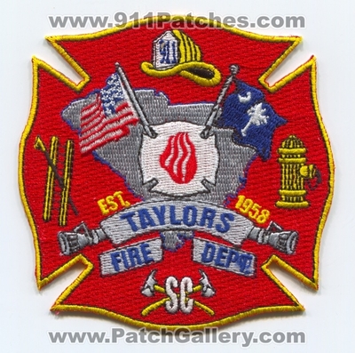 Taylors Fire Department Patch (South Carolina)
Scan By: PatchGallery.com
Keywords: dept. sc