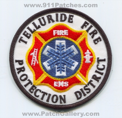 Telluride Fire Protection District Patch (Colorado)
[b]Scan From: Our Collection[/b]
Keywords: prot. dist. department dept. ems