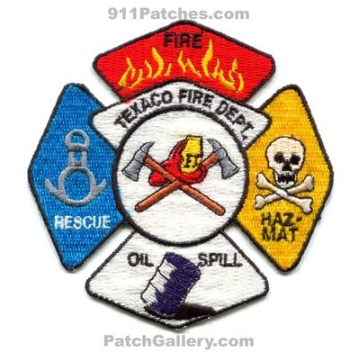 Texaco Oil Refinery Fire Department Patch (California)
Scan By: PatchGallery.com
Keywords: dept. gas petroleum industrial plant rescue hazmat haz-mat hazardous materials spill emergency response team ert