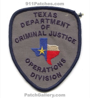 Texas Department of Criminal Justice Operations Division Patch (Texas)
Scan By: PatchGallery.com
Keywords: dept.