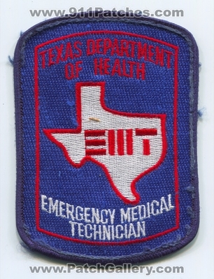 Texas Department of Health Emergency Medical Technician EMT EMS Patch (Texas)
Scan By: PatchGallery.com
Keywords: State Certified Dept. DOH Services Ambulance