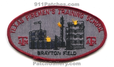Texas Firemens Training School Brayton Field Patch (Texas)
Scan By: PatchGallery.com
Keywords: a&m university fire academy teex